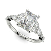 Carissa Radiant Cut Pave Shared Prong Claw Set Engagement Ring Setting - Nivetta